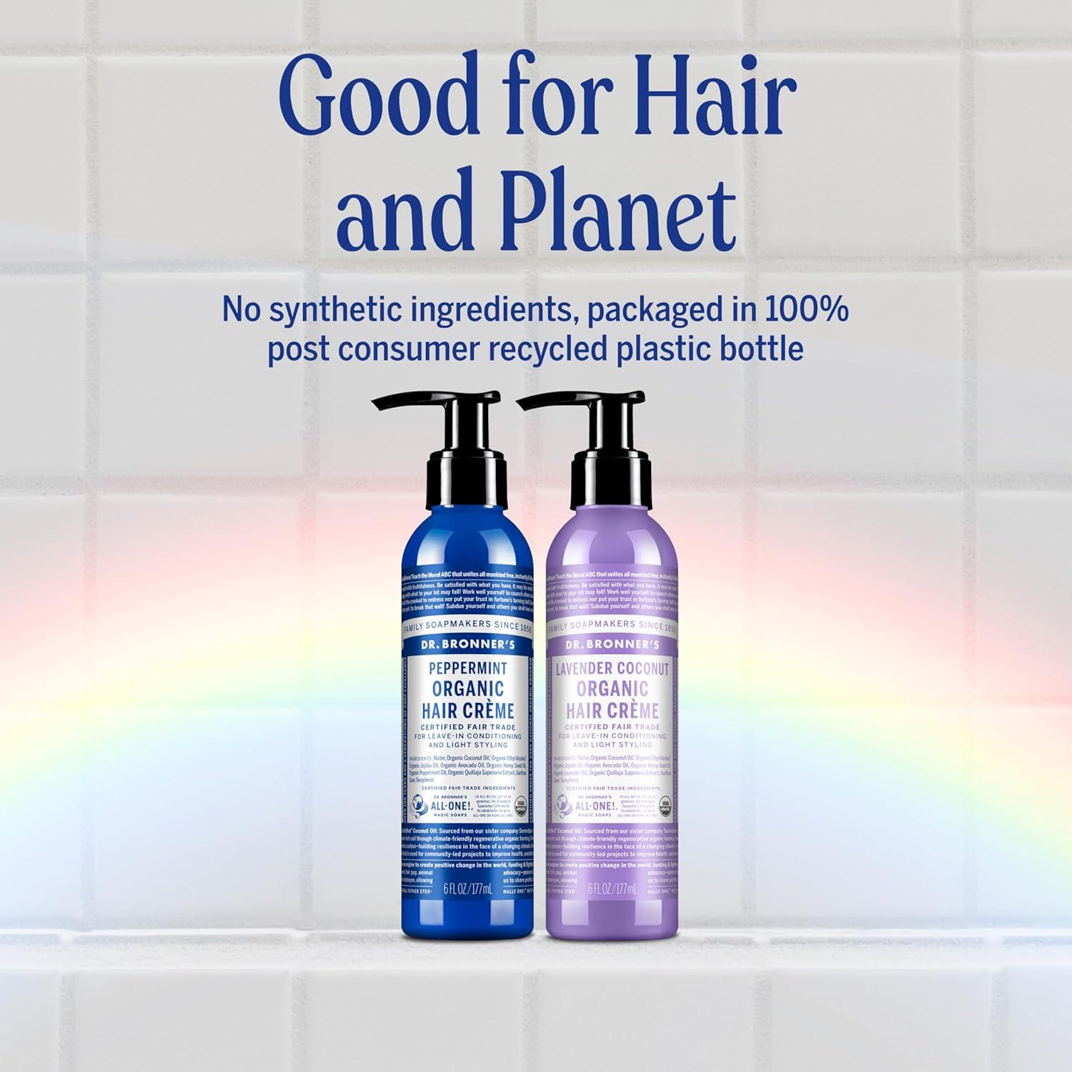 image:imageDr Bronners Organic Hair Crme Peppermint 6 Ounce 2Pack LeaveIn Conditioner and Styling Cream Made with Organic Oils Hair Cream Supports Shine and Strength Nourishes Scalp NonGMOPeppermint