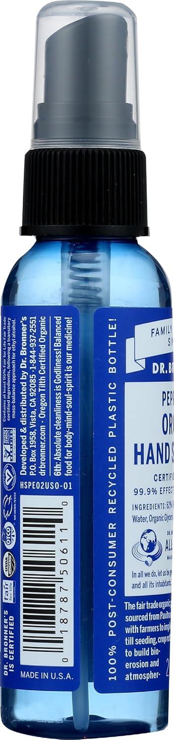 image:imageDr Bronners Organic Hand Sanitizer Spray Peppermint 2 ounce Simple and Effective Formula Cleanses amp Sanitizes No Harsh Chemicals Moisturizes and Cleans Hands
