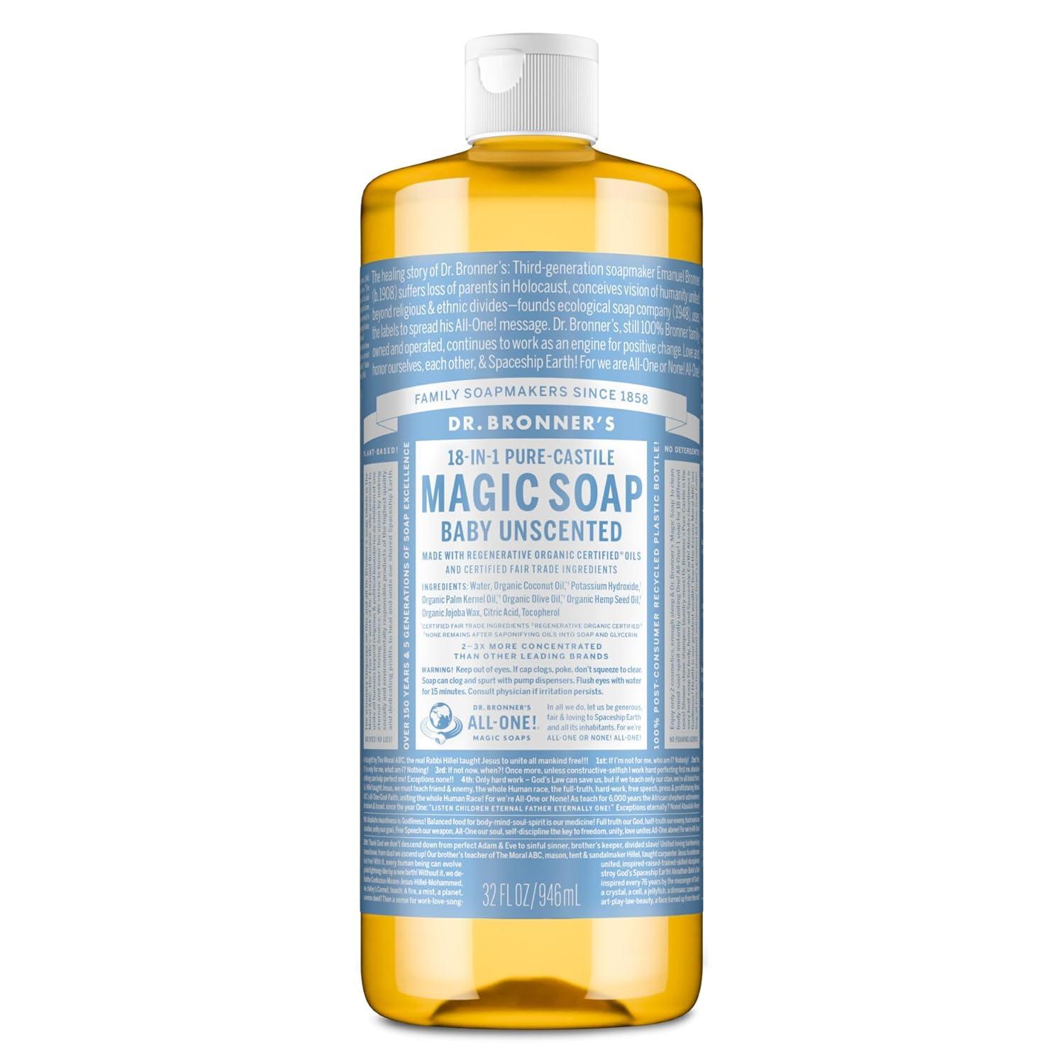 image:imageDr Bronners PureCastile Liquid Soap Baby Unscented 32 OunceUnscented