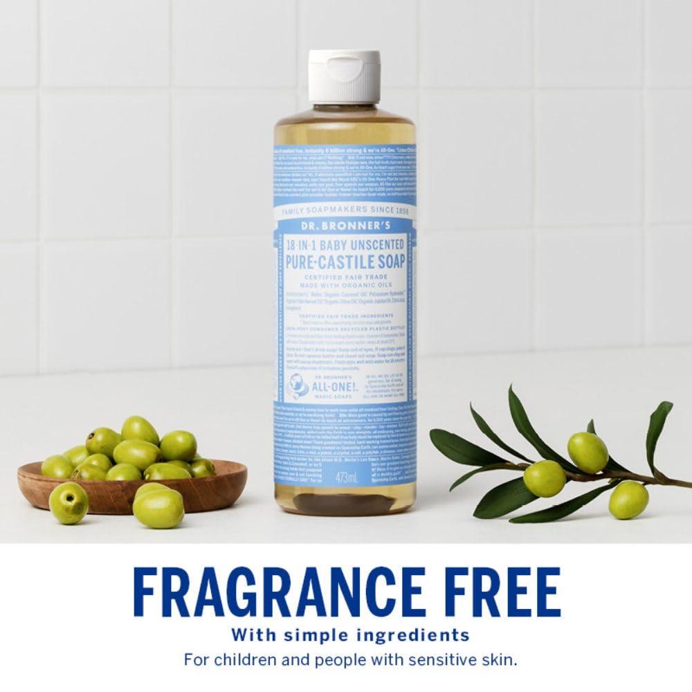 image:imageDr Bronners PureCastile Liquid Soap Baby Unscented 32 OunceUnscented