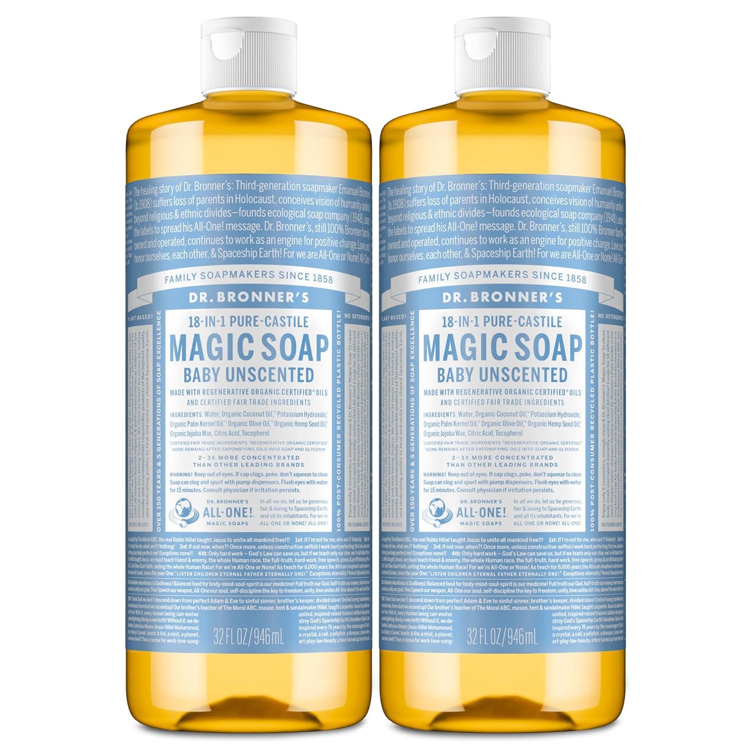 image:imageDr Bronners PureCastile Liquid Soap Baby Unscented 32 OunceUnscented