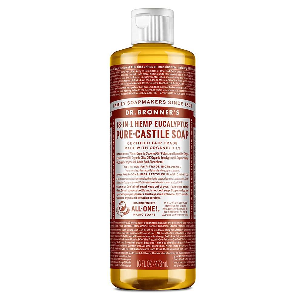 image:imageDr Bronners Magic Soap PureCastile Liquid Soap Eucalyptus 32 ounce 2Pack Regenerative Organic Certified Oils 18in1 Uses Body Hair Laundry Pets amp Dishes Concentrated Vegan NonGMOEucalyptus
