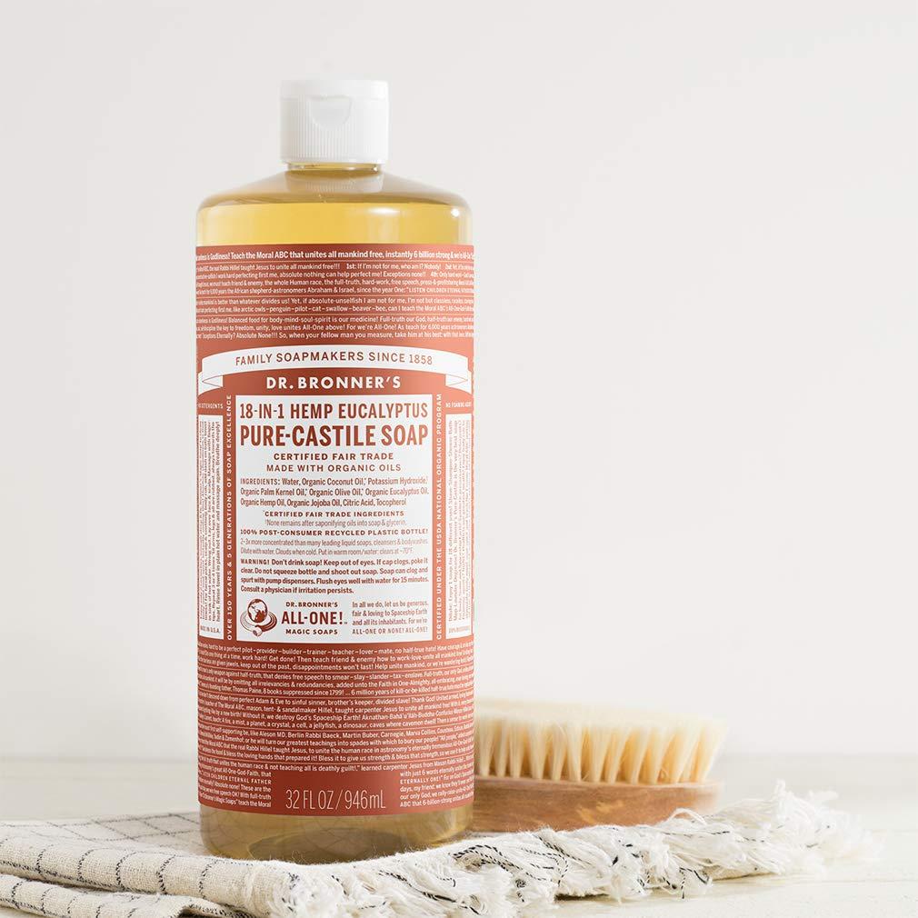 image:imageDr Bronners Magic Soap PureCastile Liquid Soap Eucalyptus 32 ounce 2Pack Regenerative Organic Certified Oils 18in1 Uses Body Hair Laundry Pets amp Dishes Concentrated Vegan NonGMOEucalyptus