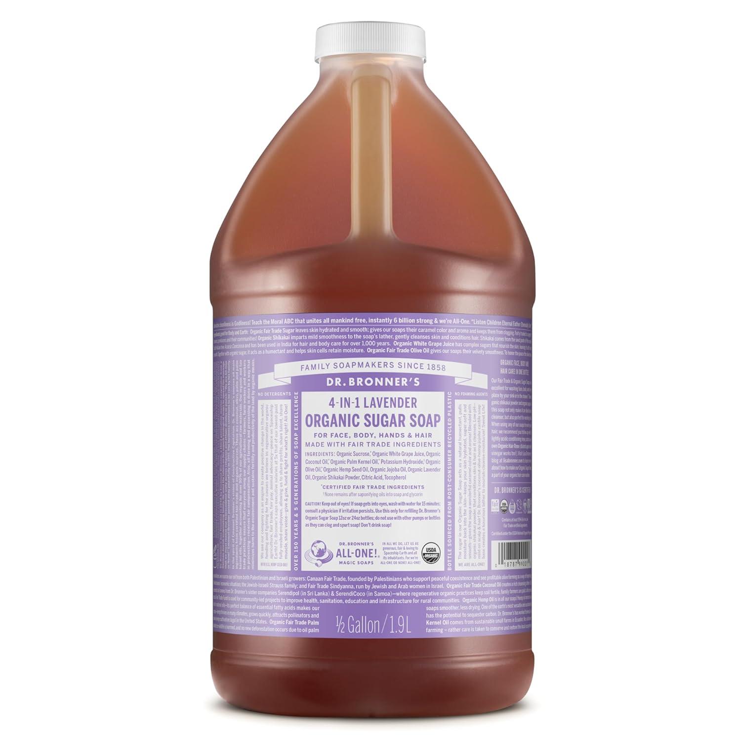image:imageDr Bronners Organic Sugar Soap Baby Unscented 24 Ounce Made with Regenerative Certified Organic Oils Sugar amp Shikakai Powder 4in1 Use Hands Body Face and Hair Liquid Soap NourishesLavender