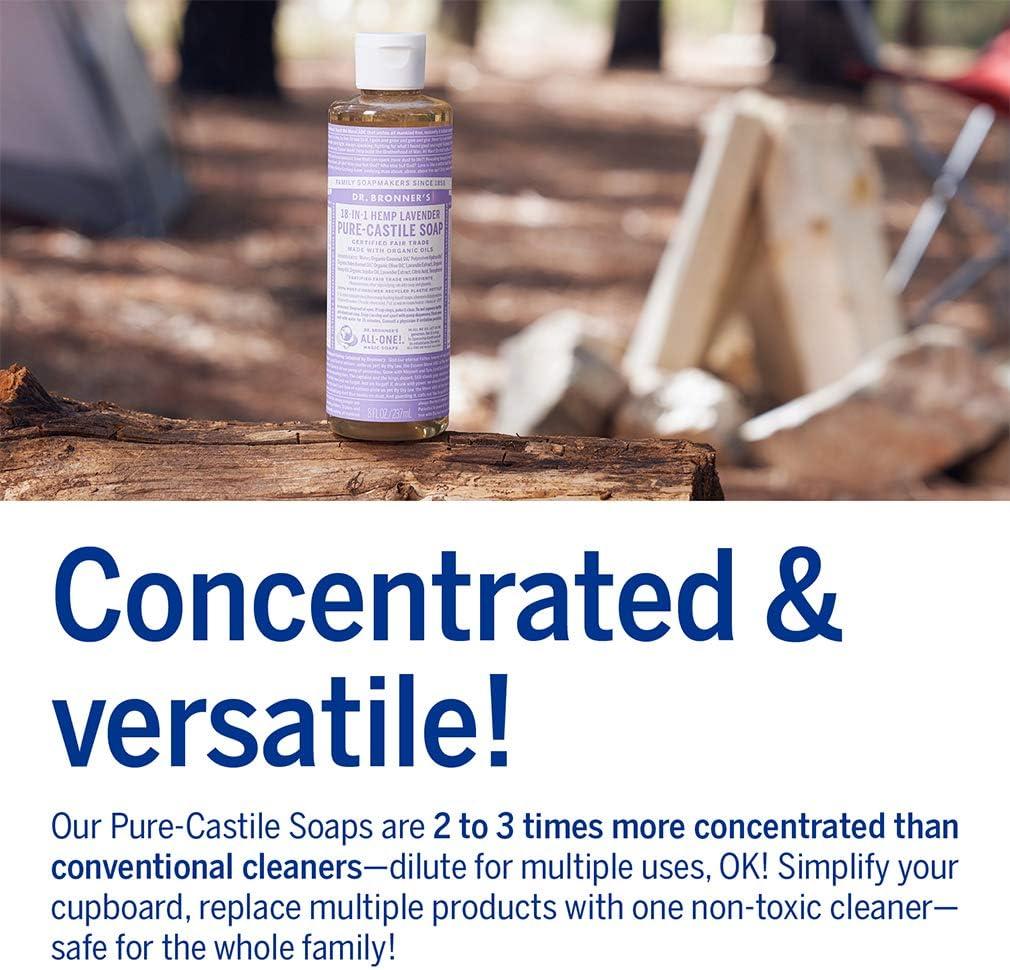 image:imageDr Bronners PureCastile Liquid Soap Made with Organic Oils 18in1 Uses Face Body Hair Laundry Pets and Dishes Concentrated Vegan NonGMO Lavender 32 OzLavender