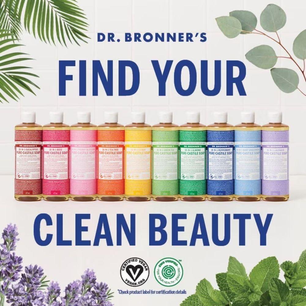 image:imageDr Bronners PureCastile Liquid Soap Made with Organic Oils 18in1 Uses Face Body Hair Laundry Pets and Dishes Concentrated Vegan NonGMO Lavender 32 OzLavender