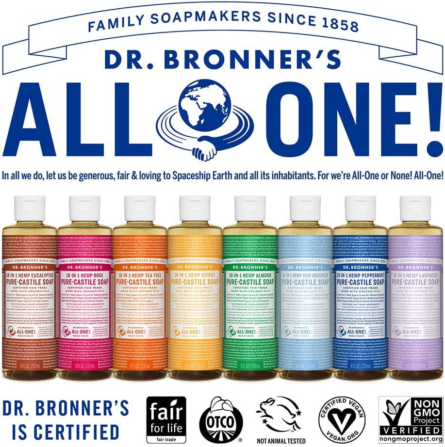 image:imageDr Bronners PureCastile Liquid Soap Made with Organic Oils 18in1 Uses Face Body Hair Laundry Pets and Dishes Concentrated Vegan NonGMO Lavender 32 OzLavender