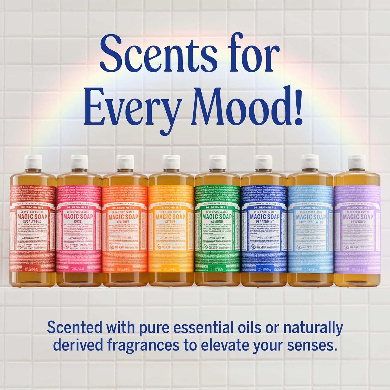 image:imageDr Bronners PureCastile Magic Liquid Soap Made with Regenerative Organic Certified Oils 18in1 Uses for Face Body Hand Hair Laundry amp More Vegan NonGMO Body Wash Peppermint32oz16 Fl Oz Pack of 2