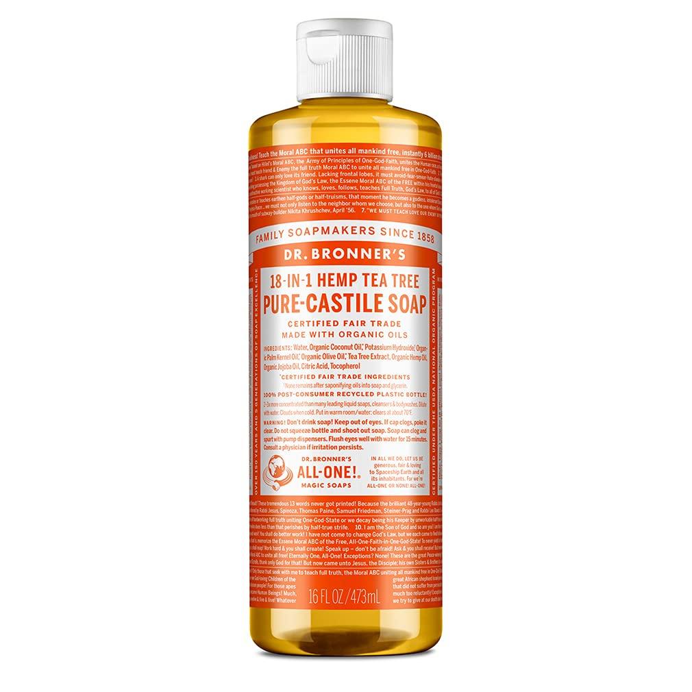 image:imageDr Bronners PureCastile Magic Soap Liquid Tea Tree 1 Gallon Made with Regenerative Organic Oils 18in1 Uses for Face Hair Laundry Dishes Hand Soaps amp Body Wash Natural Vegan NonGMOTea Tree