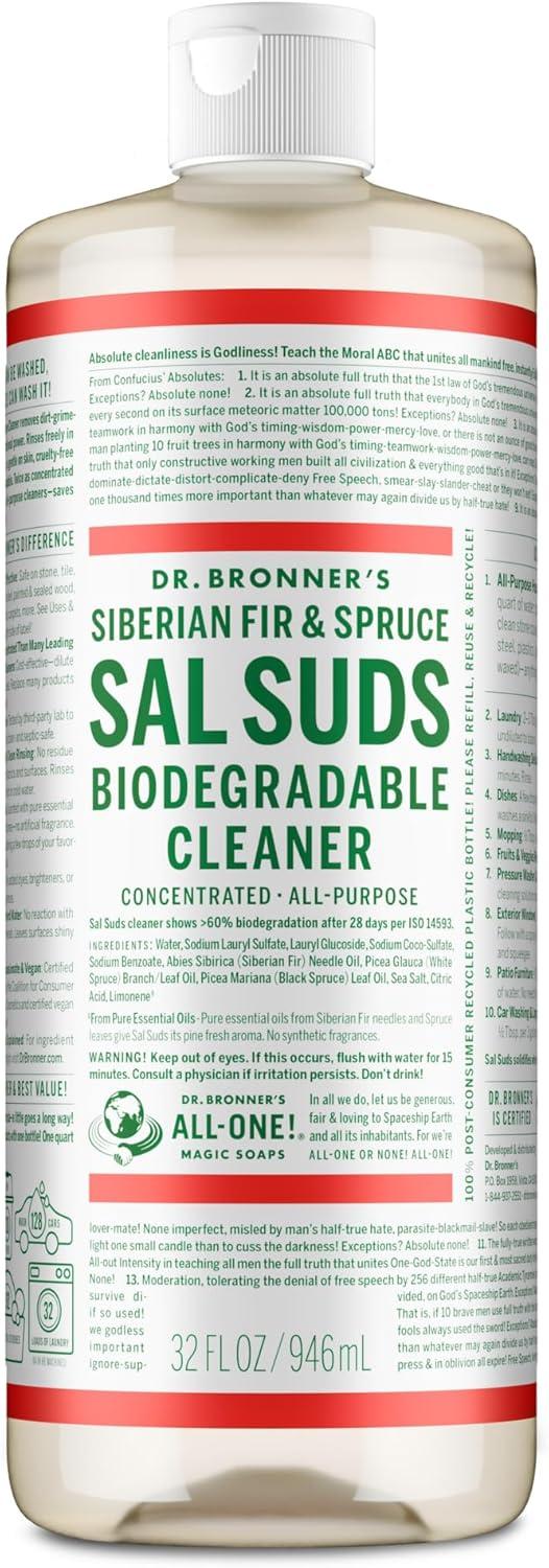 image:imageDr Bronners Sal Suds Biodegradable Cleaner 32 Ounce 2Pack AllPurpose Mop Detergent for Floors Kitchen amp Bathroom MultiSurface Household Concentrate Dish Degreaser amp Laundry UsePine