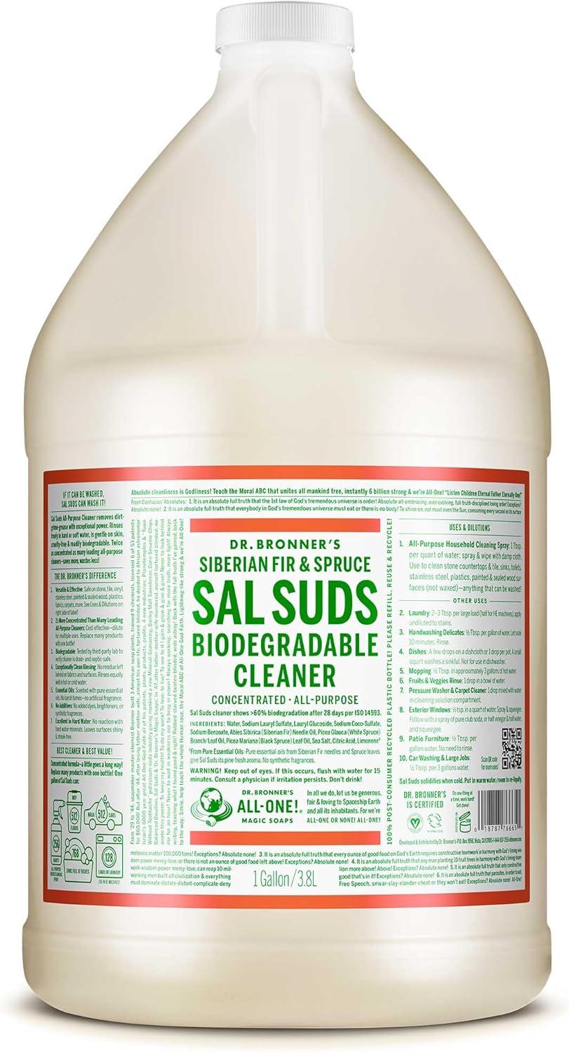 image:imageDr Bronners Sal Suds Biodegradable Cleaner 32 Ounce 2Pack AllPurpose Mop Detergent for Floors Kitchen amp Bathroom MultiSurface Household Concentrate Dish Degreaser amp Laundry UsePine