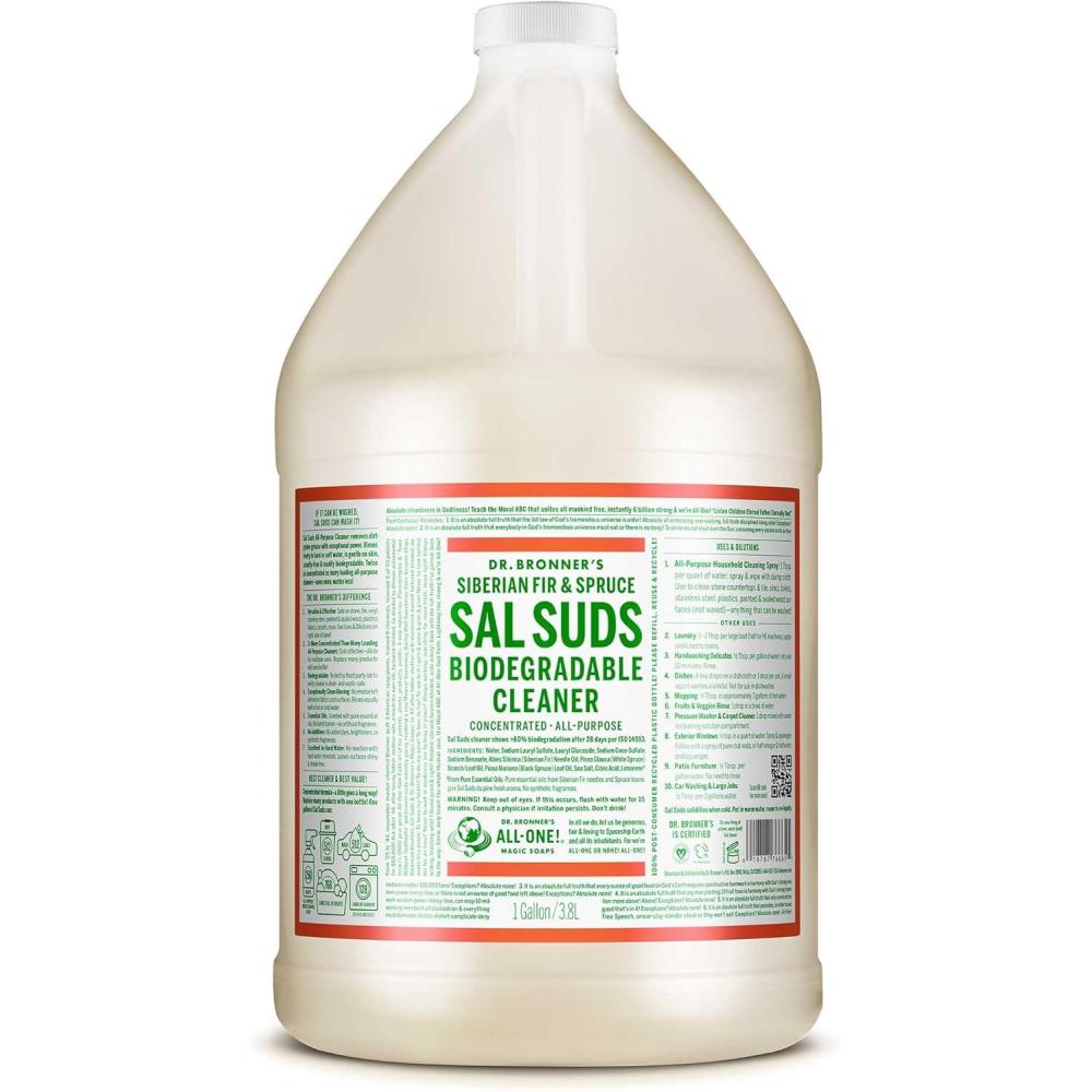 image:imageDr Bronners Sal Suds Biodegradable Cleaner 1 Gallon AllPurpose Pine Cleaner for Floors Laundry and Dishes Concentrated Cuts Grease and Dirt Powerful Formula