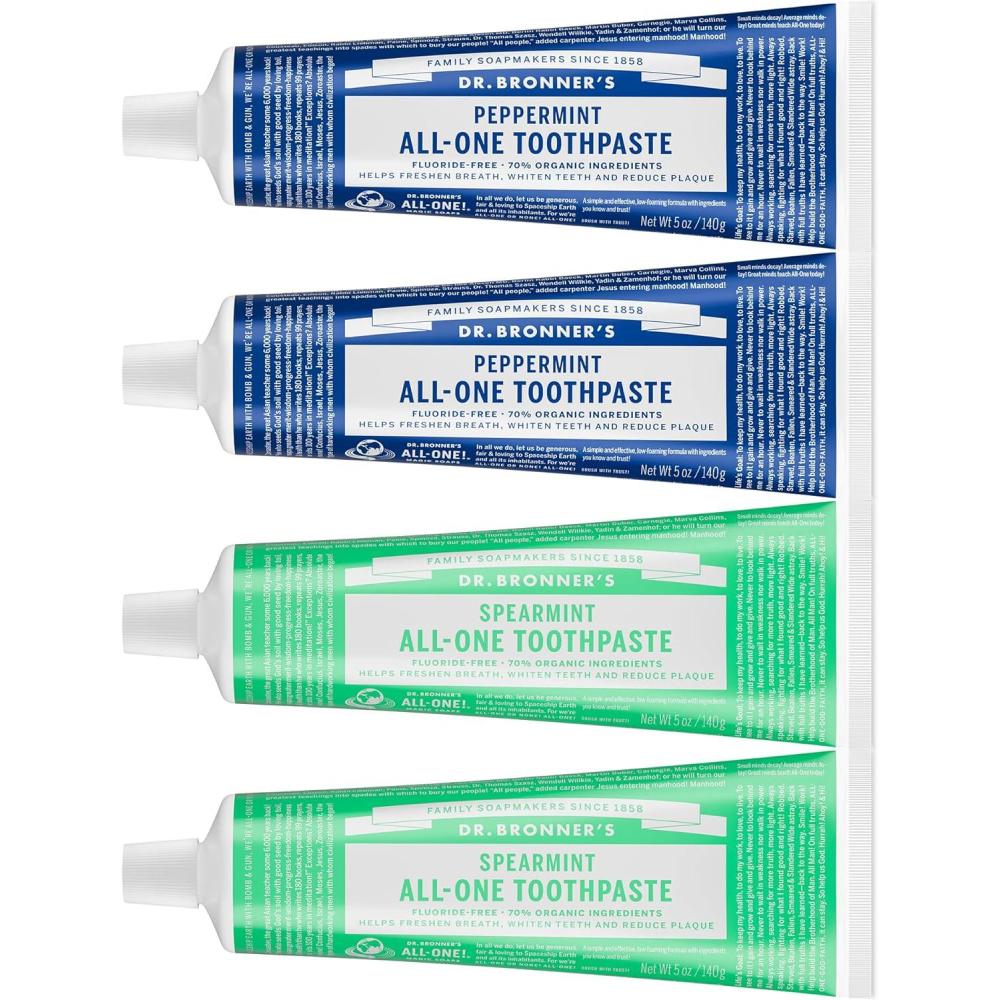 image:imageDr Bronners AllOne Toothpaste Anise 5 oz 3Pack FluorideFree Toothpaste for Adults SLSFree 70 Organic amp Natural Ingredients Vegan Helps Freshen Breath Reduce Plaque Whiten TeethPeppermint Spearmint
