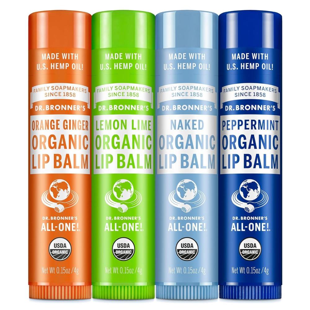 image:imageDr Bronners Organic Lip Balm 6Pack 15oz Natural Moisturizinging PetroleumFree Lip Balm with Beeswax amp Avocado Oil for Dry Lips Men amp Women Lemon LimeOrange Ginger Peppermint Lemon Lime