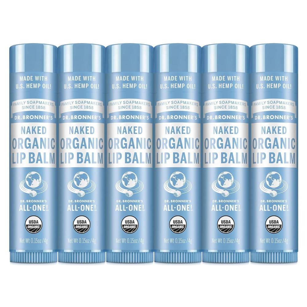 image:imageDr Bronners Organic Lip Balm 6Pack 15oz Natural Moisturizinging PetroleumFree Lip Balm with Beeswax amp Avocado Oil for Dry Lips Men amp Women Lemon LimeUnscented