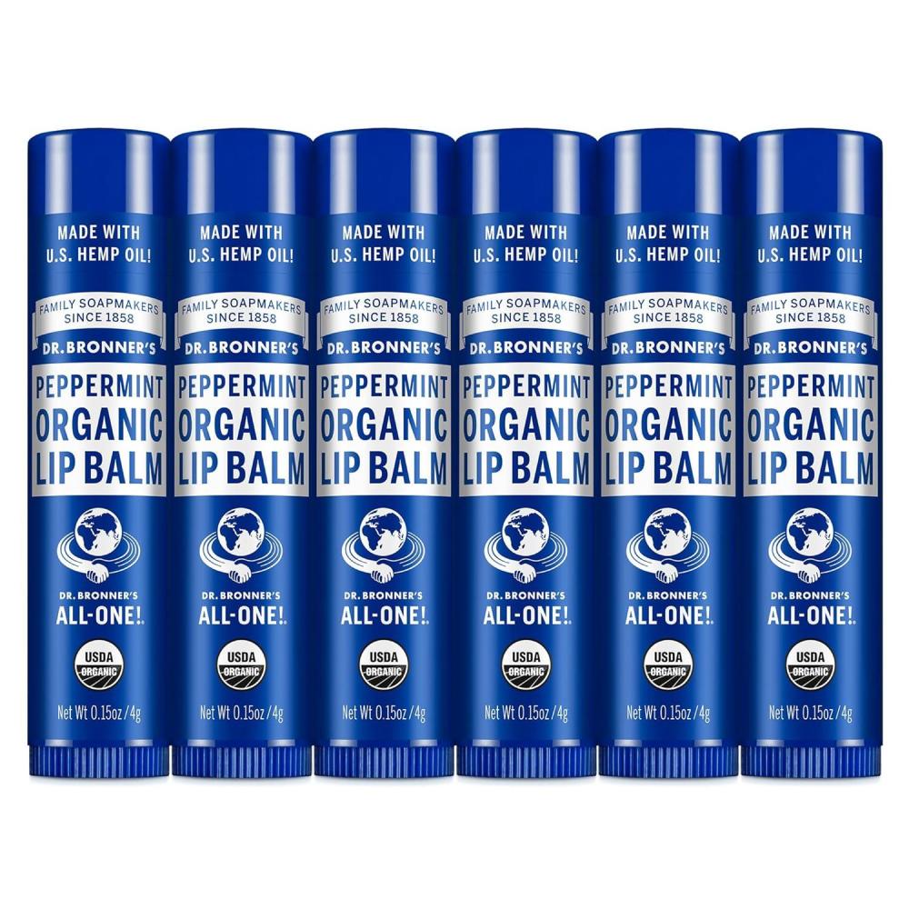 image:imageDr Bronners Organic Lip Balm 6Pack 15oz Natural Moisturizinging PetroleumFree Lip Balm with Beeswax amp Avocado Oil for Dry Lips Men amp Women Lemon LimePeppermint