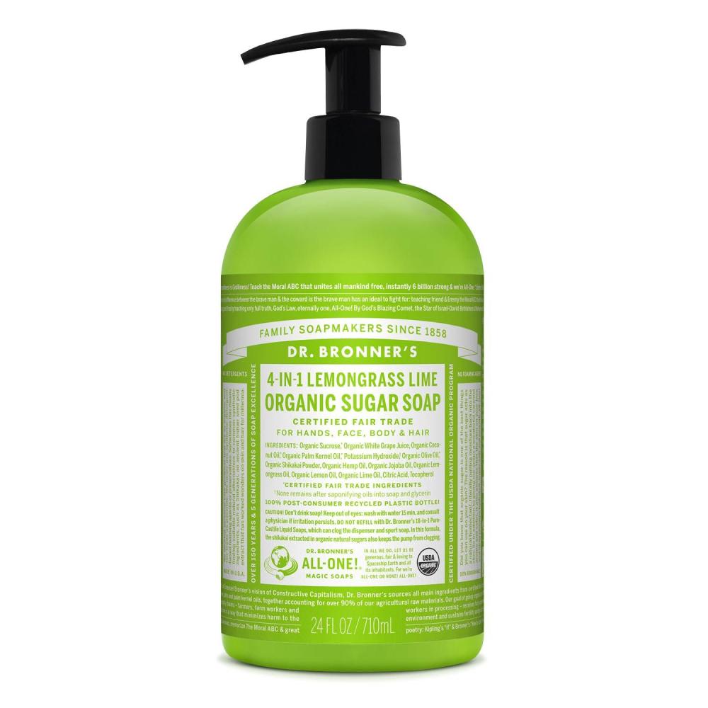 image:imageDr Bronners Organic Sugar Soap Baby Unscented 24 Ounce Made with Regenerative Certified Organic Oils Sugar amp Shikakai Powder 4in1 Use Hands Body Face and Hair Liquid Soap NourishesLemongrass