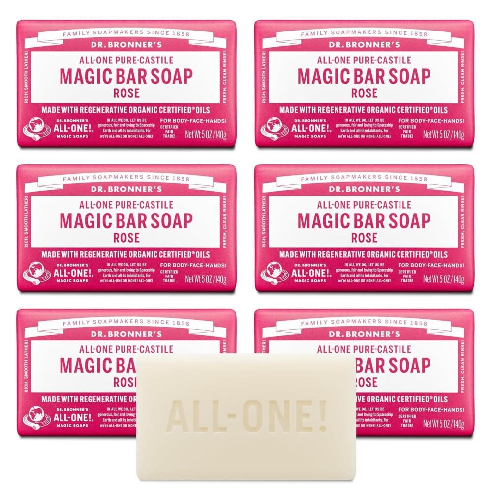 image:imageDr Bronners PureCastile Magic Bar Soaps  Made with Regenerative Organic Certified Oils  For Face Body Hair Vegan Soap Bars for Men amp Women  Eucalyptus 2 pack 5 oz5 Ounce Pack of 6