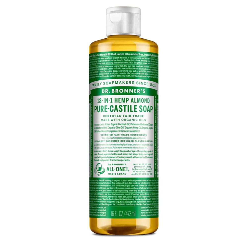 image:imageDr Bronners PureCastile Magic Liquid Soap Almond 16 Ounce 2Pack Made with Regenerative Organic Certified Oils 18in1 Uses Face Hair Hand amp Body Soap Laundry Pets Concentrated Vegan16 Fl Oz Pack of 1