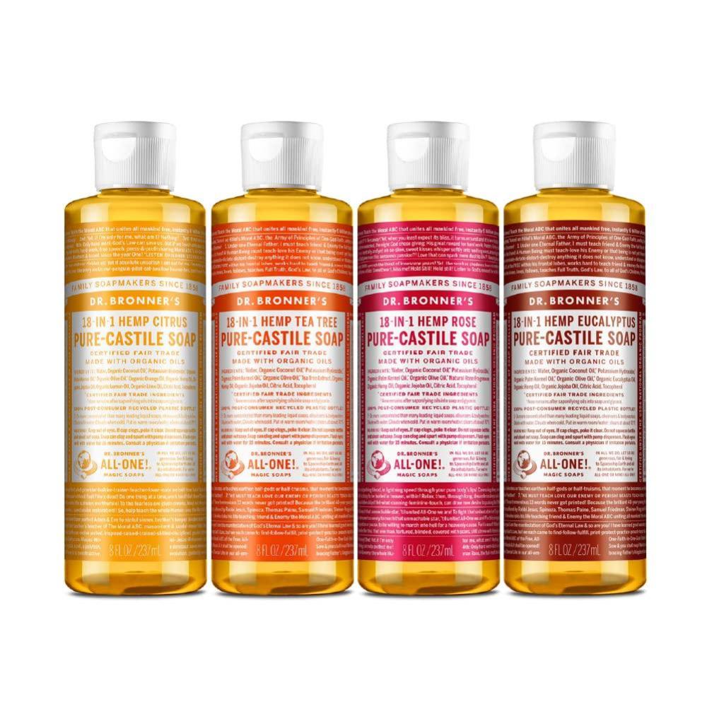 image:imageDr Bronners PureCastile Magic Liquid Soap Made with Regenerative Organic Oils Vegan Concentrated Body Wash For Face Hair Laundry 32oz Variety 3Pack Peppermint Baby Unscented LavenderCitrus Tea Tree Rose Eucalyptus