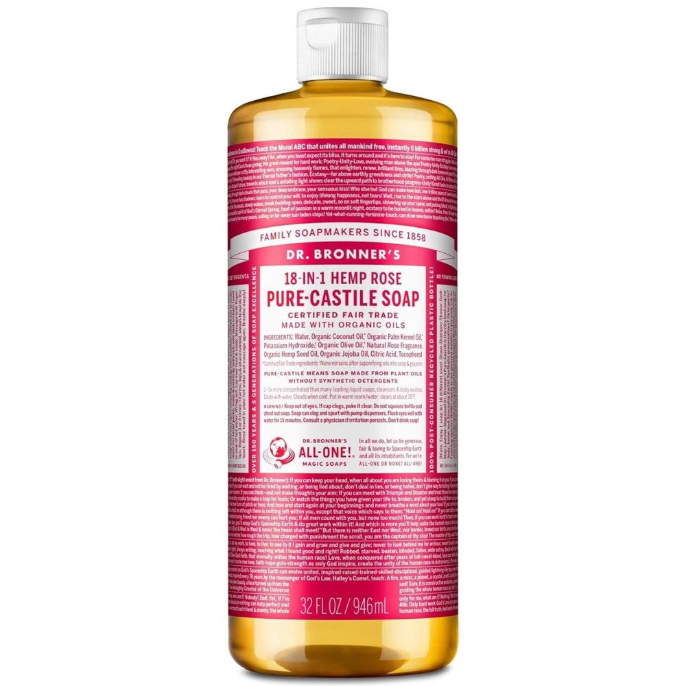 image:imageDr Bronners PureCastile Magic Liquid Soap Made with Regenerative Organic Oils Vegan Concentrated Body Wash For Face Hair Laundry 32oz Variety 3Pack Peppermint Baby Unscented LavenderRose