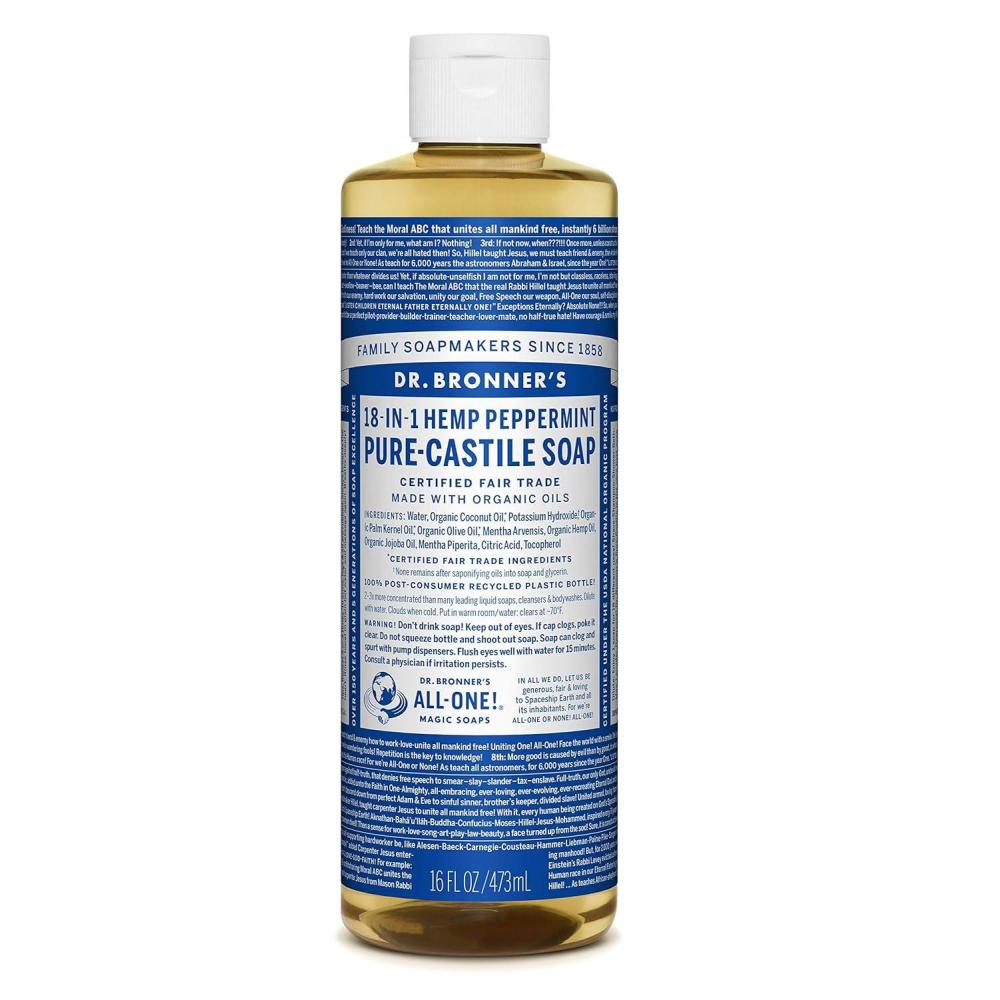 image:imageDr Bronners PureCastile Magic Liquid Soap Made with Regenerative Organic Oils Vegan Concentrated Body Wash For Face Hair Laundry 32oz Variety 3Pack Peppermint Baby Unscented LavenderPeppermint