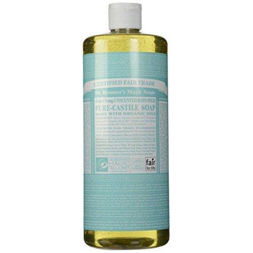 image:imageDr Bronners PureCastile Magic Liquid Soap Made with Regenerative Organic Oils Vegan Concentrated Body Wash For Face Hair Laundry 32oz Variety 3Pack Peppermint Baby Unscented LavenderUnscented