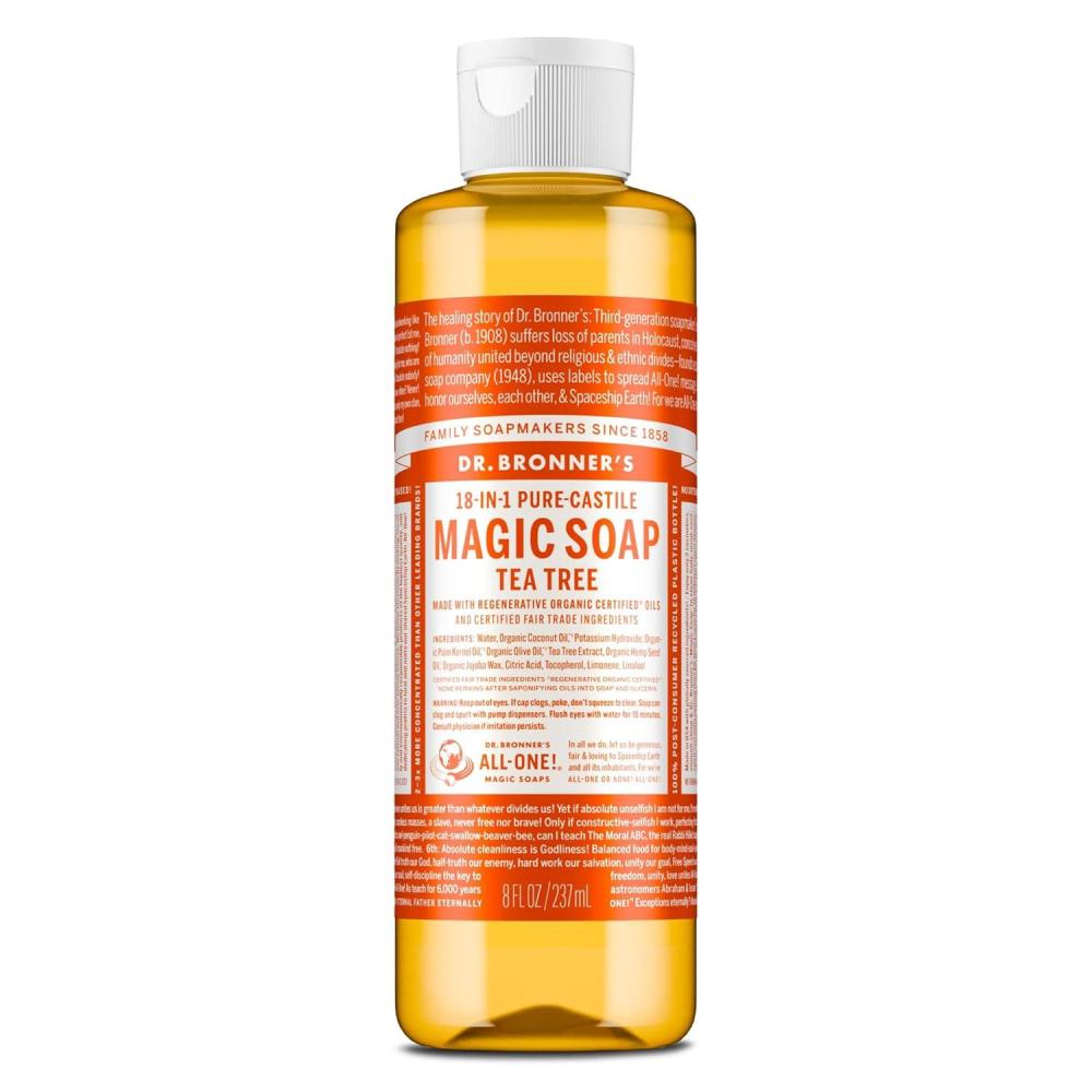 image:imageDr Bronners PureCastile Magic Soap Liquid Tea Tree 1 Gallon Made with Regenerative Organic Oils 18in1 Uses for Face Hair Laundry Dishes Hand Soaps amp Body Wash Natural Vegan NonGMOTea Tree