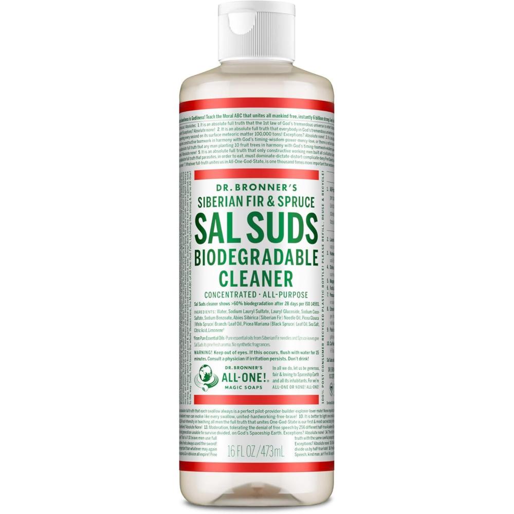 image:imageDr Bronners Sal Suds Biodegradable Cleaner 32 Ounce 2Pack AllPurpose Mop Detergent for Floors Kitchen amp Bathroom MultiSurface Household Concentrate Dish Degreaser amp Laundry UsePine