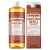 Dr. Bronner’s Pure-Castile Liquid Magic Soap Bottle & Refill Carton – Made with Regenerative Organic Certified Oils, 86% Less Plastic per Quart – For Face, Body Wash, Hand Soap Refill- Lavender, 32oz(Eucalyptus)