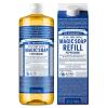 Dr. Bronner’s Pure-Castile Liquid Magic Soap Bottle & Refill Carton – Made with Regenerative Organic Certified Oils, 86% Less Plastic per Quart – For Face, Body Wash, Hand Soap Refill- Lavender, 32oz(Peppermint)