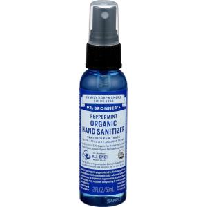 Dr. Bronner’s – Organic Hand Sanitizer Spray (Peppermint, 2 ounce) – Simple and Effective Formula, Cleanses & Sanitizes, No Harsh Chemicals, Moisturizes and Cleans Hands