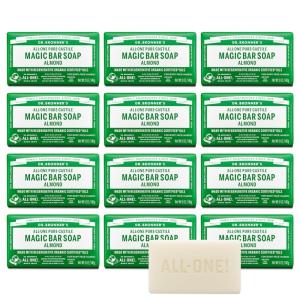 Dr. Bronner’s – Pure-Castile Magic Bar Soap (Almond, 5 oz, 6-Pack) – Made with Regenerative Organic Certified Oils- For Face, Body & Hair, Gentle, Vegan Bath Soaps for Men & Women, Non-GMO(5 Ounce (Pack of 12))