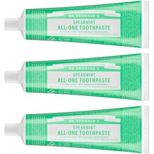 Dr. Bronner’s All-One Toothpaste – Anise, 5 oz, 3-Pack – Fluoride-Free Toothpaste for Adults, SLS-Free, 70% Organic & Natural Ingredients, Vegan, Helps Freshen Breath, Reduce Plaque, Whiten Teeth(Spearmint)