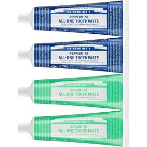 Dr. Bronner’s All-One Toothpaste – Anise, 5 oz, 3-Pack – Fluoride-Free Toothpaste for Adults, SLS-Free, 70% Organic & Natural Ingredients, Vegan, Helps Freshen Breath, Reduce Plaque, Whiten Teeth(Peppermint & Spearmint)