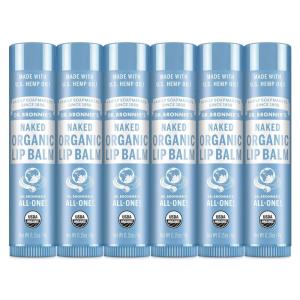 Dr. Bronner’s Organic Lip Balm 6-Pack (.15oz) Natural, Moisturizinging, Petroleum-Free Lip Balm with Beeswax & Avocado Oil for Dry Lips, Men & Women – Lemon Lime(Unscented)