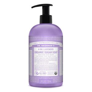 Dr. Bronner’s Organic Sugar Soap (Baby Unscented, 24 Ounce) – Made with Regenerative Certified Organic Oils, Sugar & Shikakai Powder, 4-in-1 Use: Hands, Body, Face and Hair- Liquid Soap, Nourishes(Lavender)