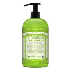 Dr. Bronner’s Organic Sugar Soap (Baby Unscented, 24 Ounce) – Made with Regenerative Certified Organic Oils, Sugar & Shikakai Powder, 4-in-1 Use: Hands, Body, Face and Hair- Liquid Soap, Nourishes(Lemongrass)