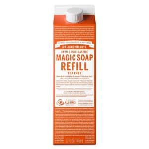 Dr. Bronner’s Pure-Castile Liquid Magic Soap Refill – Made with Regenerative Organic Certified Oils, 86% Less Plastic – 18-in-1 Uses for Face, Body Wash, Hand Soap Refill & More – Peppermint, 32oz(Tea Tree)