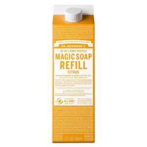 Dr. Bronner’s Pure-Castile Liquid Magic Soap Refill – Made with Regenerative Organic Certified Oils, 86% Less Plastic – 18-in-1 Uses for Face, Body Wash, Hand Soap Refill & More – Peppermint, 32oz(Citrus)