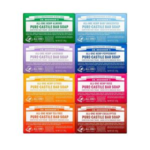 Dr. Bronner’s Pure-Castile Magic Bar Soap- Made with Regenerative Organic Certified Oils- For Face, Body, Hair, Vegan Soap Bars for Men & Women- Variety 3-Pack, Peppermint Lavender, Unscented(5 Ounce (Pack of 8))