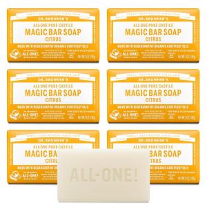 Dr. Bronner’s Pure-Castile Magic Bar Soaps – Made with Regenerative Organic Certified Oils – For Face, Body, Hair- Vegan Soap Bars for Men & Women – Citrus, 2 pack, 5 oz(5 Ounce (Pack of 6))