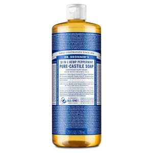 Dr. Bronner’s Pure-Castile Magic Liquid Soap – Made with Regenerative Organic Certified Oils- 18-in-1 Uses for Face, Body, Hand, Hair, Laundry & More- Vegan, Non-GMO- Body Wash- Peppermint,32oz(25 Fl Oz (Pack of 1))