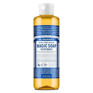 Dr. Bronner’s Pure-Castile Magic Liquid Soap – Made with Regenerative Organic Certified Oils- 18-in-1 Uses for Face, Body, Hand, Hair, Laundry & More- Vegan, Non-GMO- Body Wash- Peppermint,32oz(8 Fl Oz (Pack of 1))