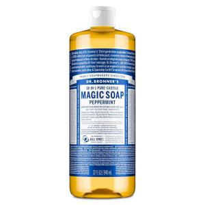 Dr. Bronner’s Pure-Castile Magic Liquid Soap – Made with Regenerative Organic Certified Oils- 18-in-1 Uses for Face, Body, Hand, Hair, Laundry & More- Vegan, Non-GMO- Body Wash- Peppermint,32oz(32 Fl Oz (Pack of 1))