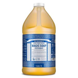 Dr. Bronner’s Pure-Castile Magic Liquid Soap – Made with Regenerative Organic Certified Oils- 18-in-1 Uses for Face, Body, Hand, Hair, Laundry & More- Vegan, Non-GMO- Body Wash- Peppermint,32oz(64 Fl Oz (Pack of 1))