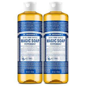 Dr. Bronner’s Pure-Castile Magic Liquid Soap – Made with Regenerative Organic Certified Oils- 18-in-1 Uses for Face, Body, Hand, Hair, Laundry & More- Vegan, Non-GMO- Body Wash- Peppermint,32oz(16 Fl Oz (Pack of 2))