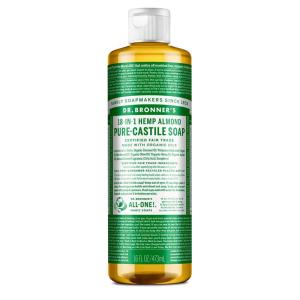 Dr. Bronner’s Pure-Castile Magic Liquid Soap (Almond, 16 Ounce, 2-Pack)- Made with Regenerative Organic Certified Oils, 18-in1 Uses: Face, Hair, Hand & Body Soap, Laundry, Pets- Concentrated, Vegan(16 Fl Oz (Pack of 1))