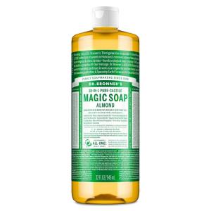 Dr. Bronner’s Pure-Castile Magic Liquid Soap (Almond, 16 Ounce, 2-Pack)- Made with Regenerative Organic Certified Oils, 18-in1 Uses: Face, Hair, Hand & Body Soap, Laundry, Pets- Concentrated, Vegan(32 Fl Oz (Pack of 2))