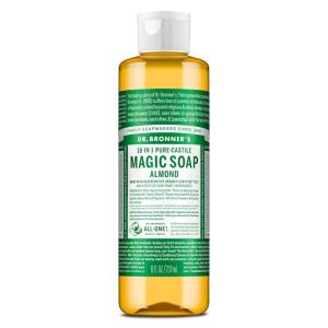 Dr. Bronner’s Pure-Castile Magic Liquid Soap (Almond, 16 Ounce, 2-Pack)- Made with Regenerative Organic Certified Oils, 18-in1 Uses: Face, Hair, Hand & Body Soap, Laundry, Pets- Concentrated, Vegan(8 Fl Oz (Pack of 1))